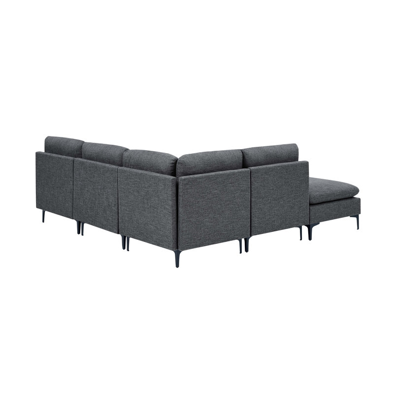 Canapé modulaire rembourré avec pieds en métal, Gris foncé