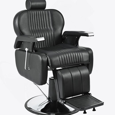 Fauteuil de coiffeur inclinable robuste, fauteuil de coiffeur inclinable hydraulique polyvalent pour salon de beauté, pivotant à 360 ° et réglable en hauteur, pour salon de coiffure et salon de beauté, équipement de coiffage spa, noir