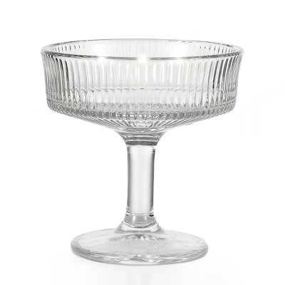 12-Pack Ribbed Coupe Glasses, 7Oz Crystal Clear Vintage Cocktail Glasses Set