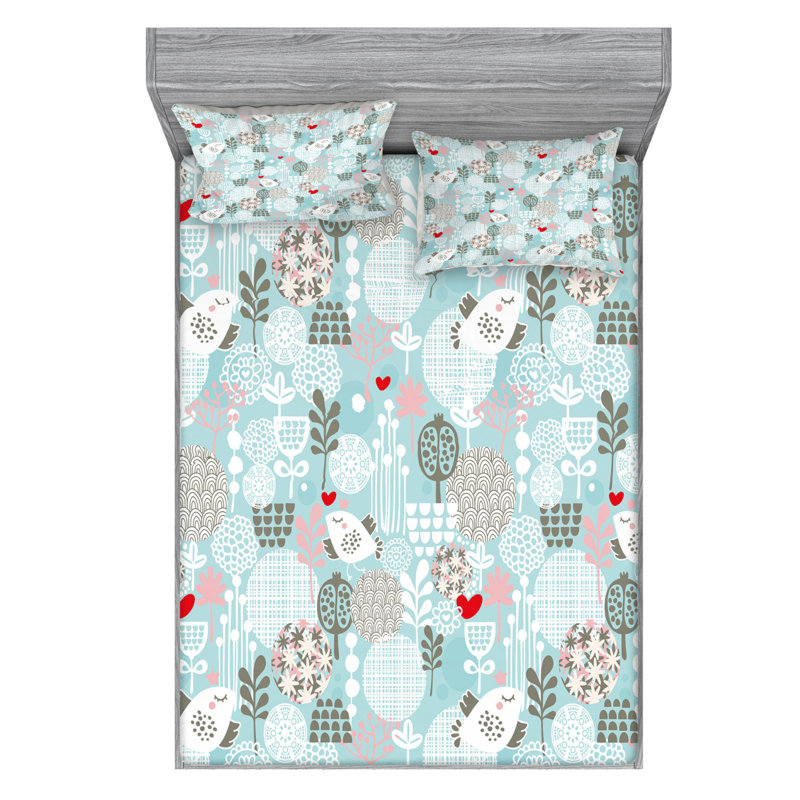 Microfiber Floral Sheet Set, Queen Sheet Set + Fitted Sheet + 2 Pillowcases