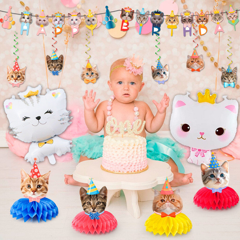 Cat Birthday Party Decorations, 27 Pcs Cat Birthday Decorations Set