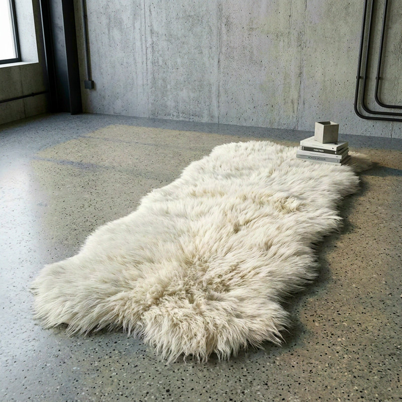 Stylish Sheepskin Shape Flokati Rug. organic wool pile. Shaggy Wool Area Rug, 4' x 6'