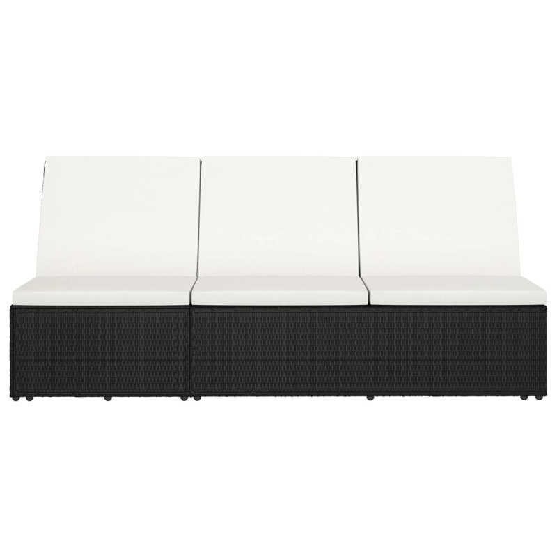 Chaise longue simple avec coussins 109,6 po, Blanc, Noir