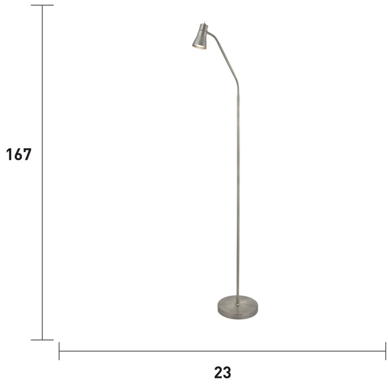 Aldobrando 167cm Arched Floor Lamp, Satin Silver