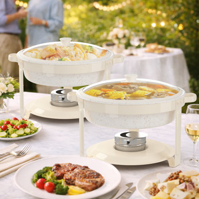 Maifanite-Coated Buffet Chafing Dish Set With Lid, 5.5QT Stainless Steel