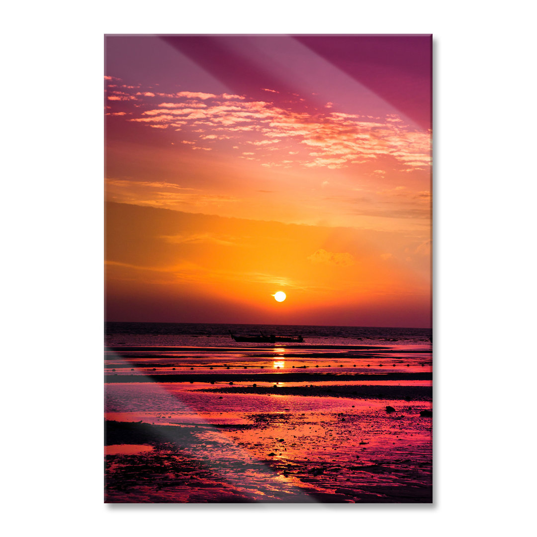 Glasbild | Wandbild Auf Echtglas | Sonnenaufgang Über Meer | 2 Orange LF1747