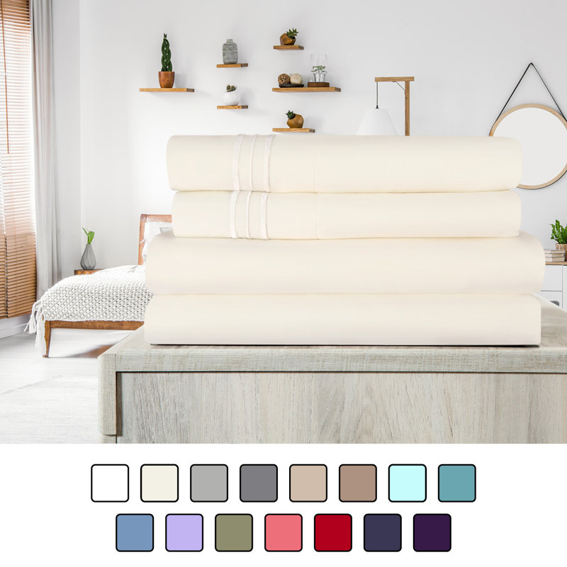 Ensemble de draps en micro-fibre, Ensemble de draps pour lit simple + drap-housse + , Ivoire