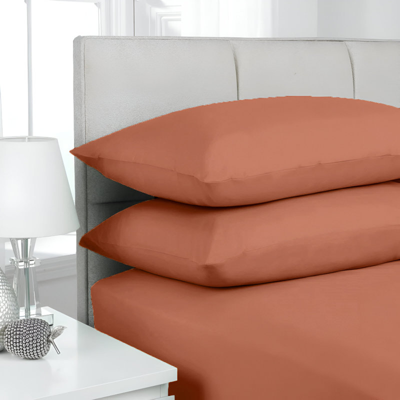 Castille Super Soft Plain Blend Microfiber Housewife Pillowcase, Rust