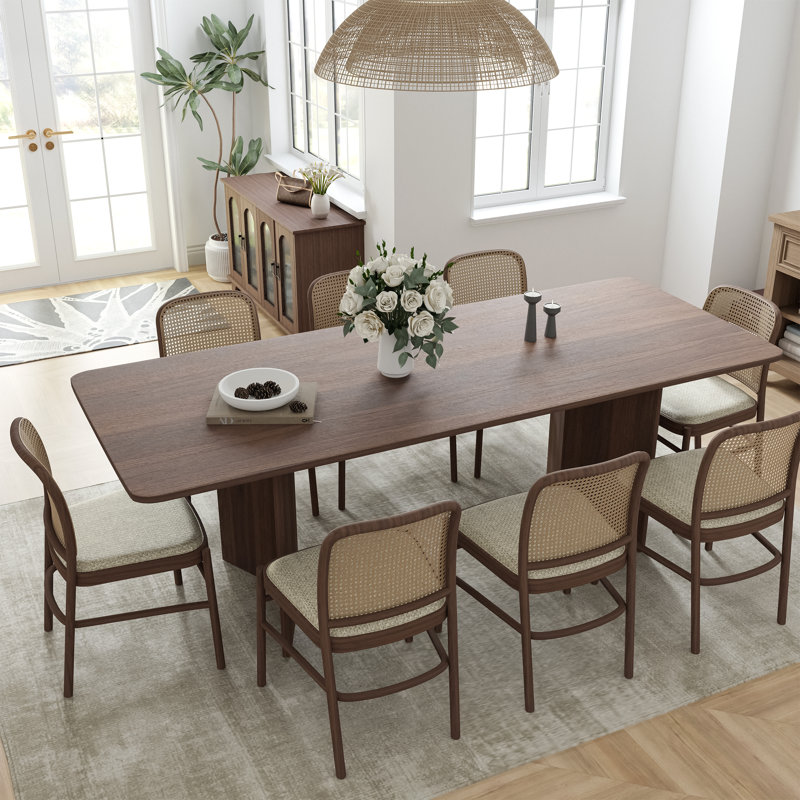Chantai 33.5"W×30"H Wooden Dining Table, 30"H x 79"L x 33.5"W, Walnut