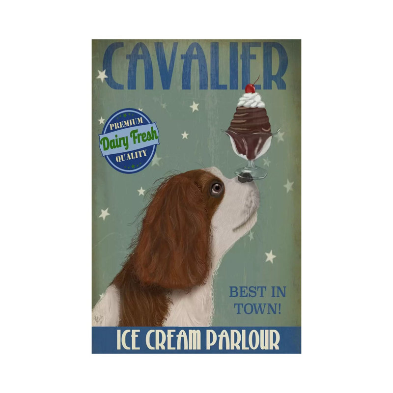Cavalier King Charles (Brown White) Ice Cream Parlour by Fab Funky - Wrapped Canvas Print, 152.5 cm H x 101.5 cm W
