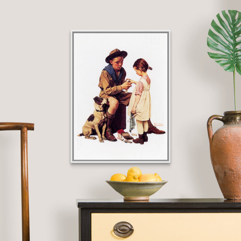 «Scout Bandage Girls Finger», art mural sur toile, H 26 po x l 20 po x P 1,75 po, Cadre flottant blanc
