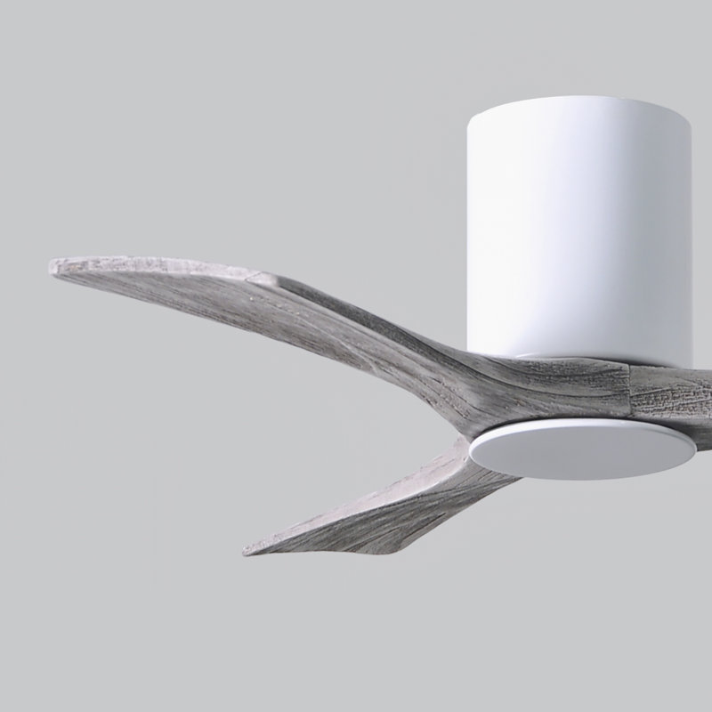 Irene LED Ceiling Fan, Gloss White, Barn Wood Tone, 52"