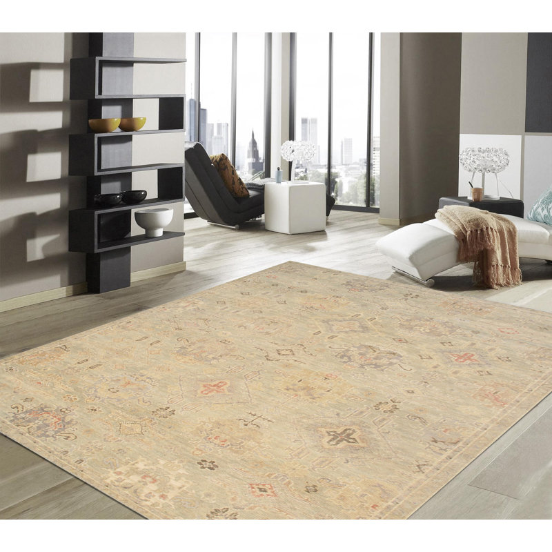 Tapis vert en laine Oushak L.