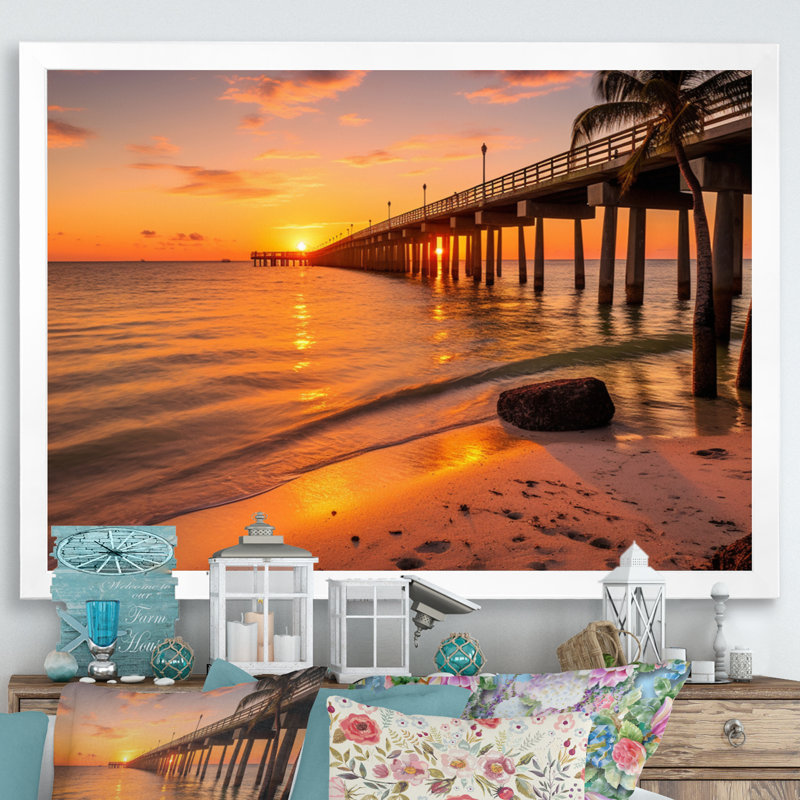 Jacksonville Bay Florida II sur toile, Cadre photo blanc, H 16 po x l 32 po x P 1 po