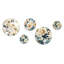 Harmonie de coquelicots blancs et bleus I - ensemble d'art mural floral rond de 5