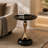 Italian Modern Black Hourglass End Table – Minimalist Iron Round Side Table-400060904