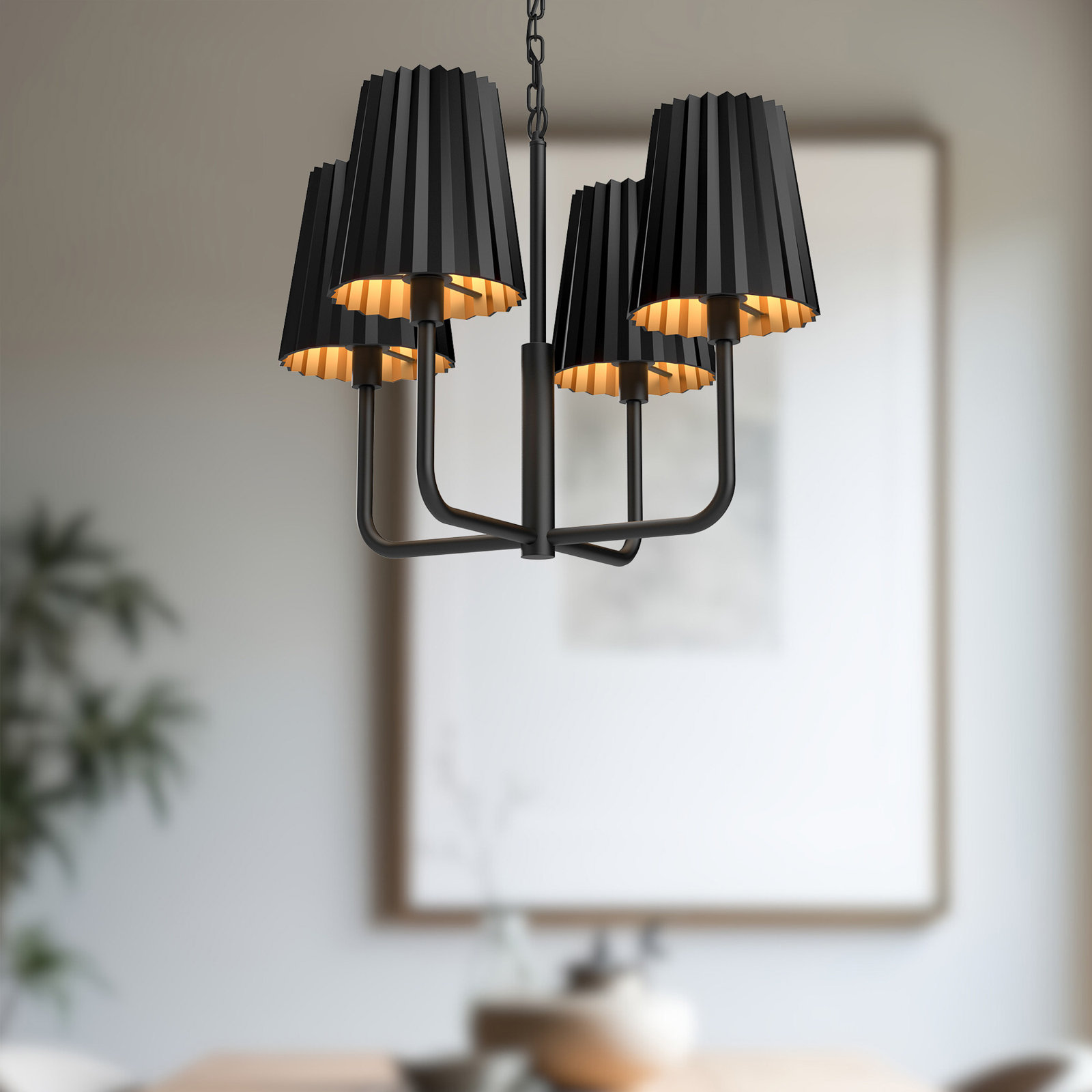 Tindra 4-Light Chandelier, Matte Black