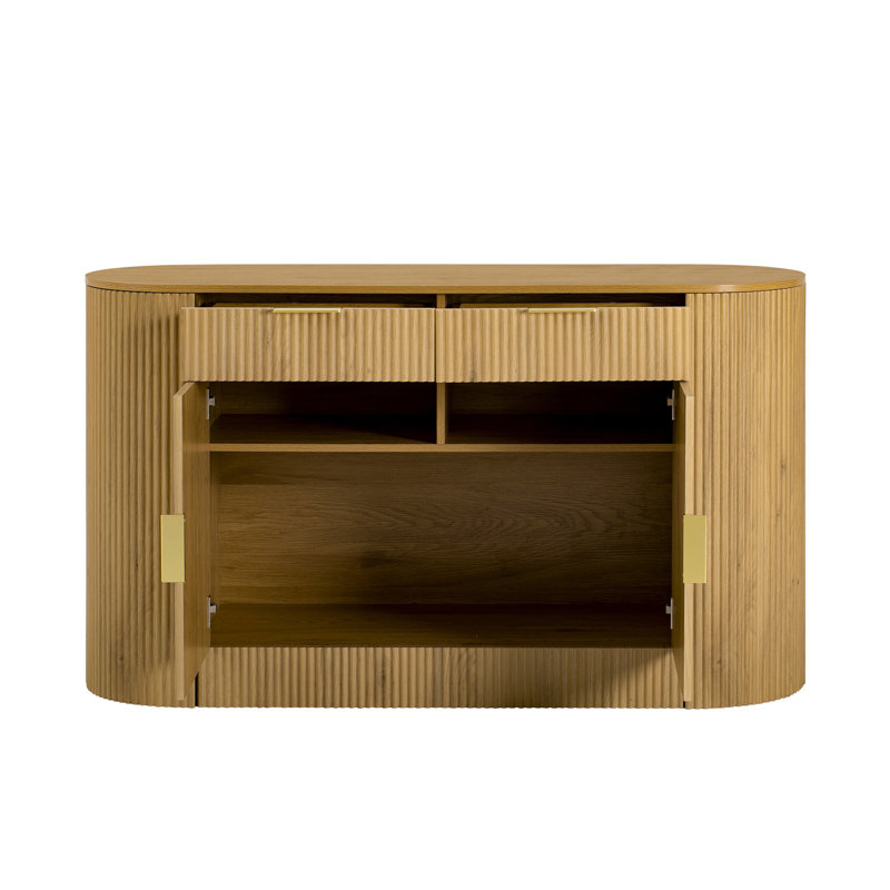 Armoire de rangement moderne 55,1 po - 2 portes et 2 tiroirs, Naturel