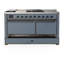 Majestic III Series 60 Inch Dual Fuel Range with 7 Sealed Burners, Griddle, Frenchtop in Antique White (Natural Gas, Copper Trim)-553012102-553012108-553012109