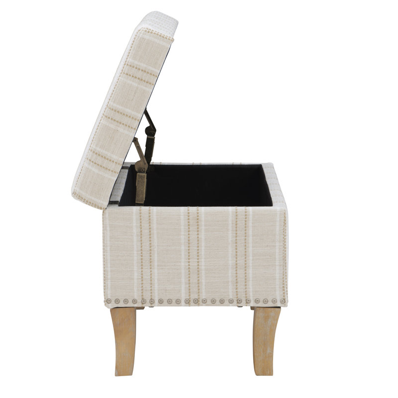 Pierro Upholstered Storage Bench, Gray Striped