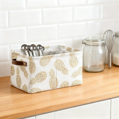 Foldable Storage Basket Organizer With Handles, Collapsible Canvas Fabric Bin For Home Office Closet Organization