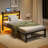 Twin Size Bed Frame Heavy Duty Platform Bed Frame With Headboard, USB Charging Station, LED Bed, No Box Spring Needed, Mattress Foundation, Strong Steel Slats, Noise Free, Brown
