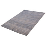 Tapis bleu denim clair en soie noué à la main 5 pi 10 po x 8 pi 10 po