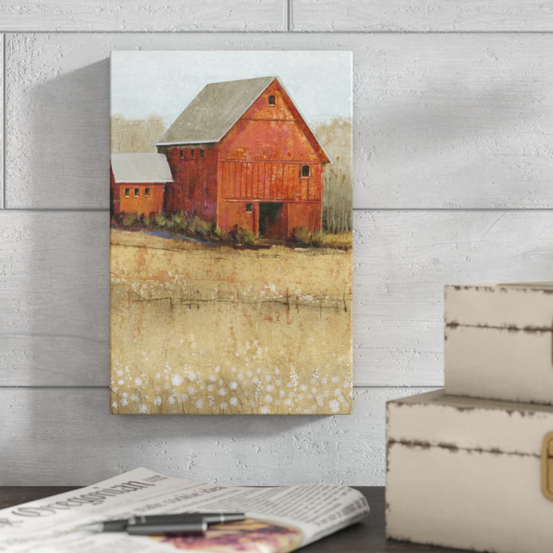 Red Barn View II by Timothy O' Toole - Painting Print, 30cm H x 20cm W, Wrapped Canvas