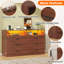 Commode 6 tiroirs avec prise de courant, commode avec éclairage à DEL, commode moderne avec casiers de rangement ouverts pour garde-robe, armoire de rangement double à large tiroir pour chambre à coucher, salon-635210192