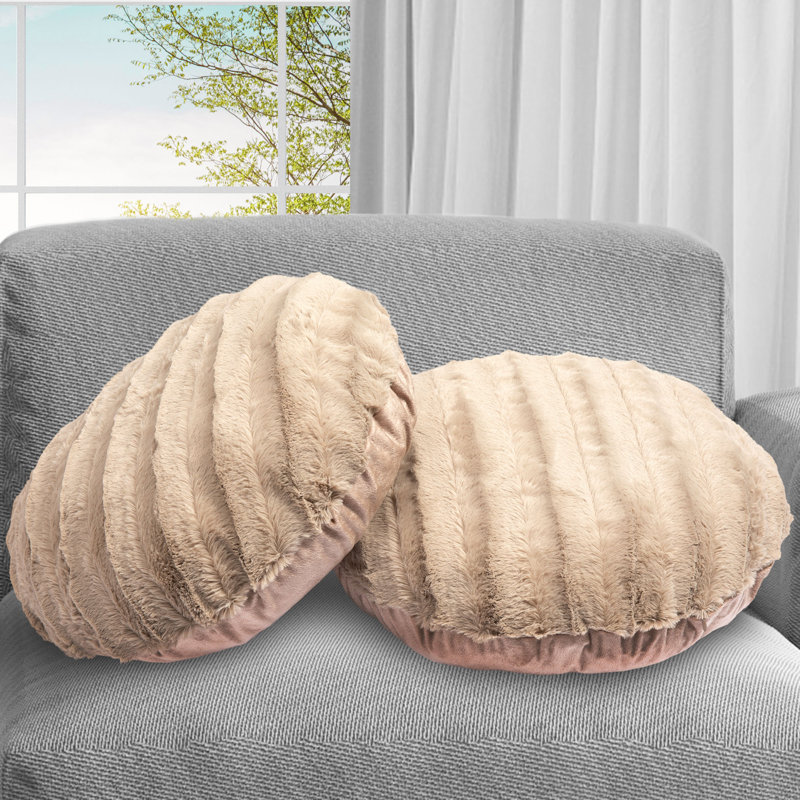 Housse et insert de coussin de sol en fausse fourrure, Sable