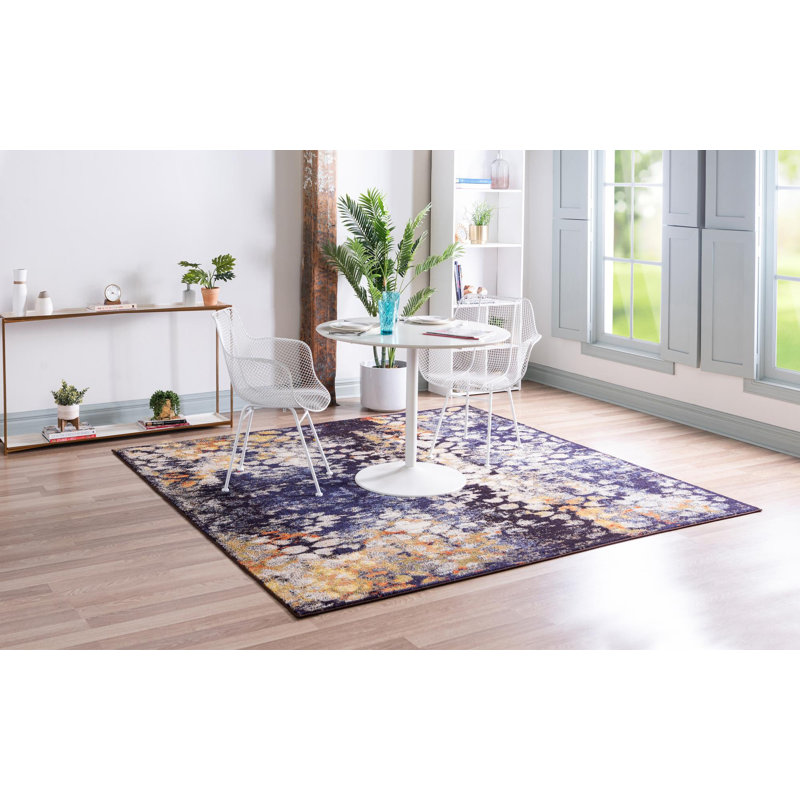 Tapis contemporain Vida couleur saphir, Carré 6 pi