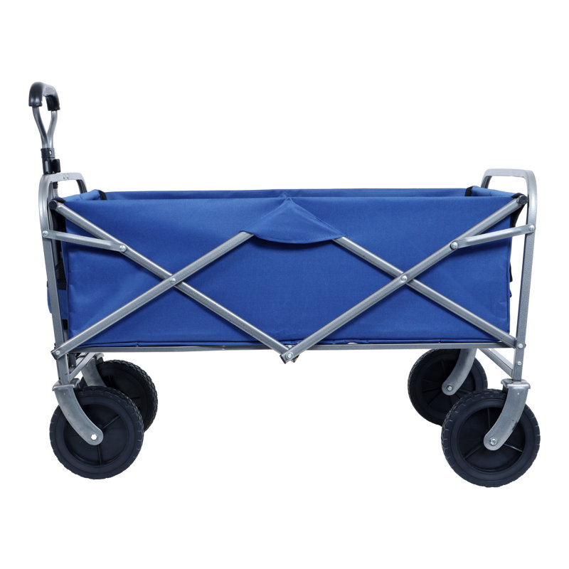 Chariot pliable à roulettes pliable avec roues et porte-boissons pour l'extérieur, le camping, le jardin et le magasinage