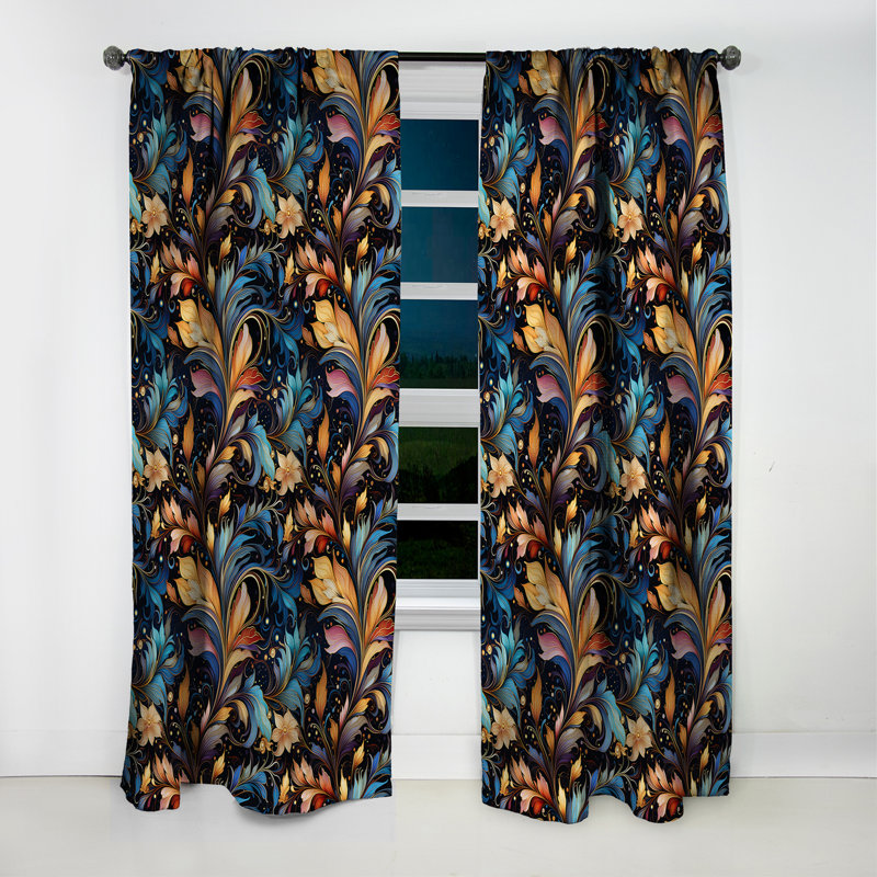 Motif cachemire céleste Essence - rideau glamour - obscurcissant velours - 1 panneau, L 52 po x L 108 po