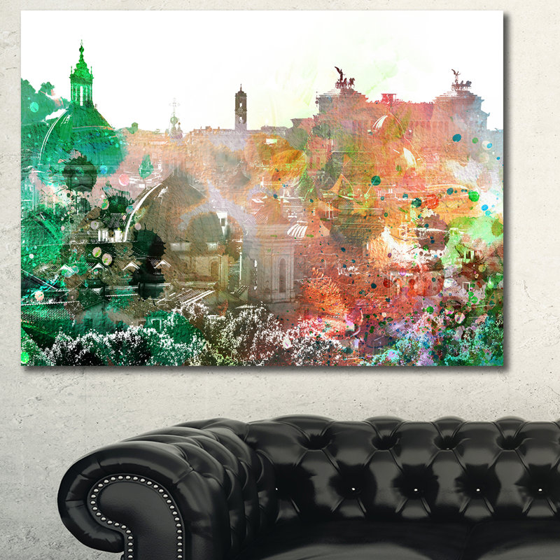 Colorful City - impression d'art graphique, H 30 po x l 40 po x P 1,5 po, Toile tendue
