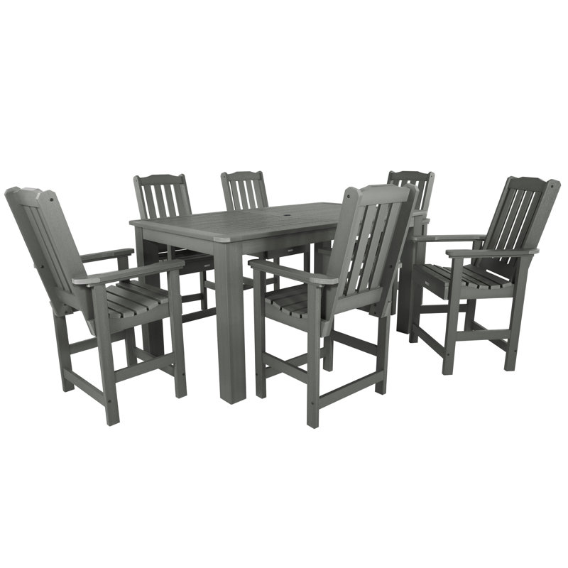 Midwest 6 - Person Patio Dining Set with Rectangular Table, Coastal Teak, 36'' H x 42'' W x 72'' L