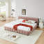 Très grand lit tapissier, cadre de lit rembourré confortable, tissu chenille, avec tête de lit et cadre de lit solide. Avec tiroir pour le rangement. - Rose-541559329-541559341