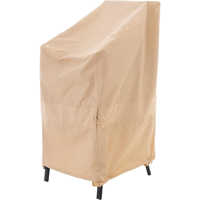 Beige Waterproof Rip-Stop Outdoor Patio Chair Cover, 45" H x 28" W x 36" D