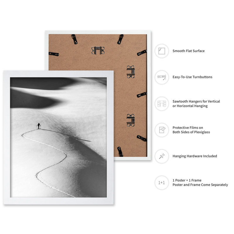 Hiver, neige, ski, Poster, White Framed, 16"H x 20"W