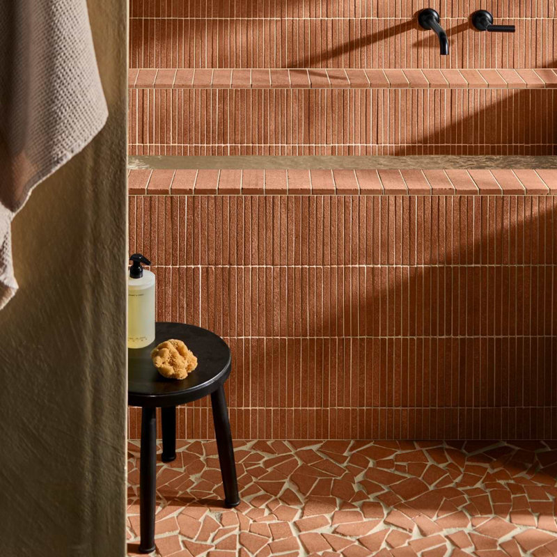Terra Cortona 12x12 Stacked Matte Terracotta Mosaic Tile