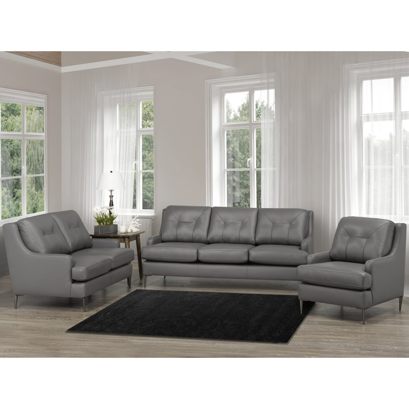 Canapé, causeuse et fauteuil en cuir Vecchio, Similicuir Fossil
