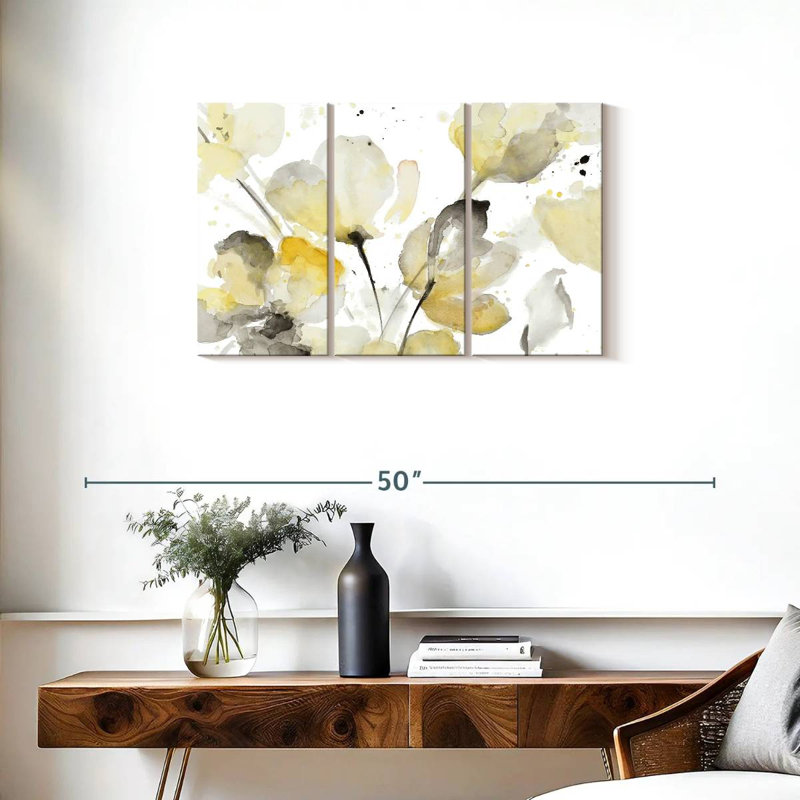 Neutre floral abstrait II, H 20 po x l 33 po