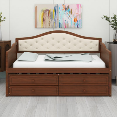 Multi-Functional Living Room Daybed with Storage Solutions and Tufted Design