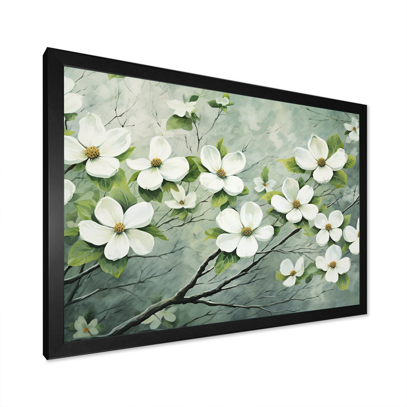 Impression sur toile Dogwood, Cadre d'angle fermé noir, H 12 po x l 20 po x P 1 po