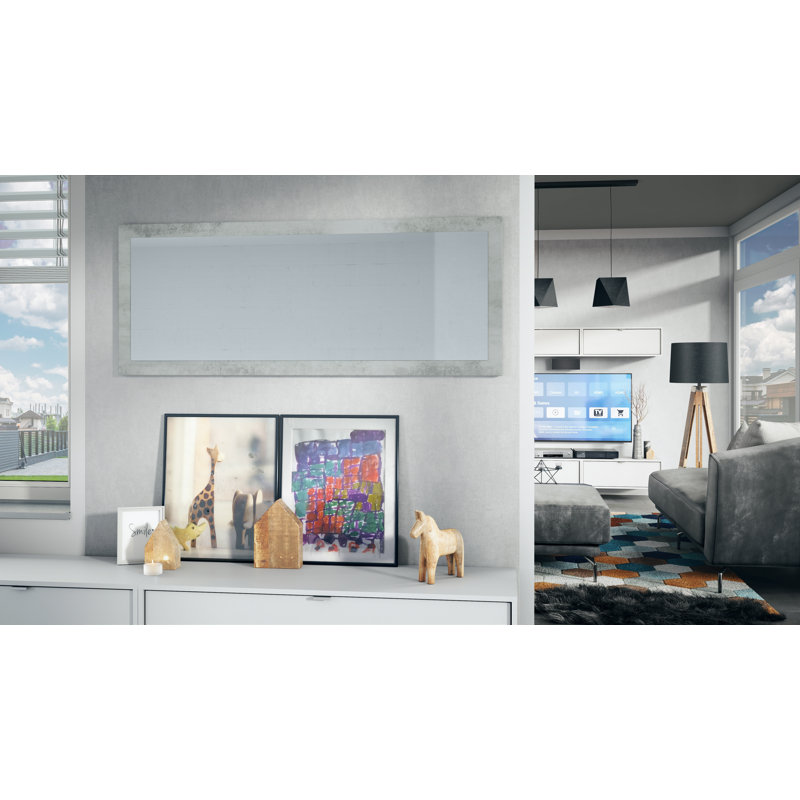 Comptche Engineered Wood Flat Wall Mirror, 139cm H x 55cm W, Oxide Concrete Effect
