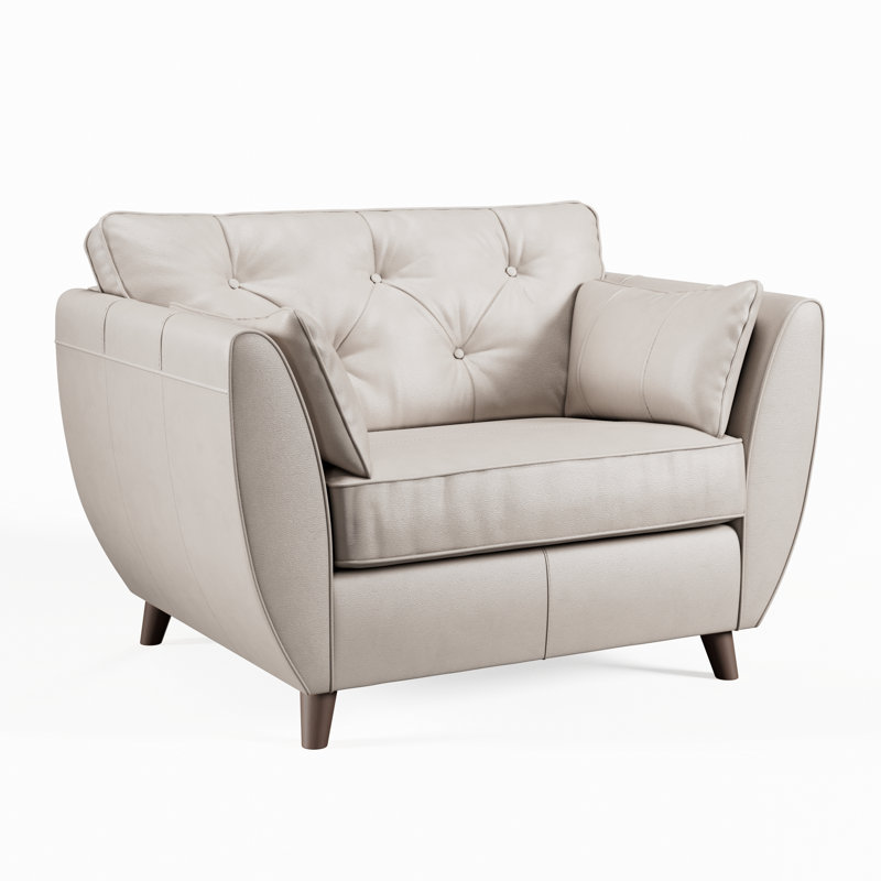 Marylin Leather Snuggle Chair, Cloud Grey, Dark Wood