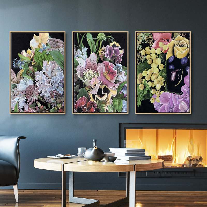 Floral Crop I 3 pièces, Bois naturel, H 36 po x l 72 po