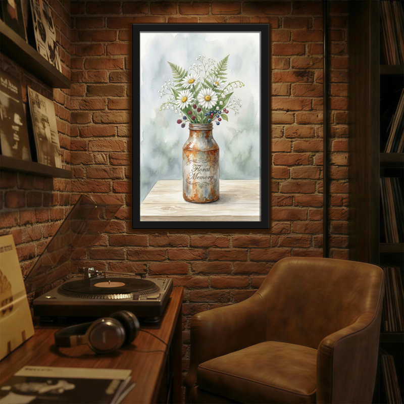 Plantes et fleurs à mémoire de forme avec marguerites et fougères, H 18 po x l 12 po