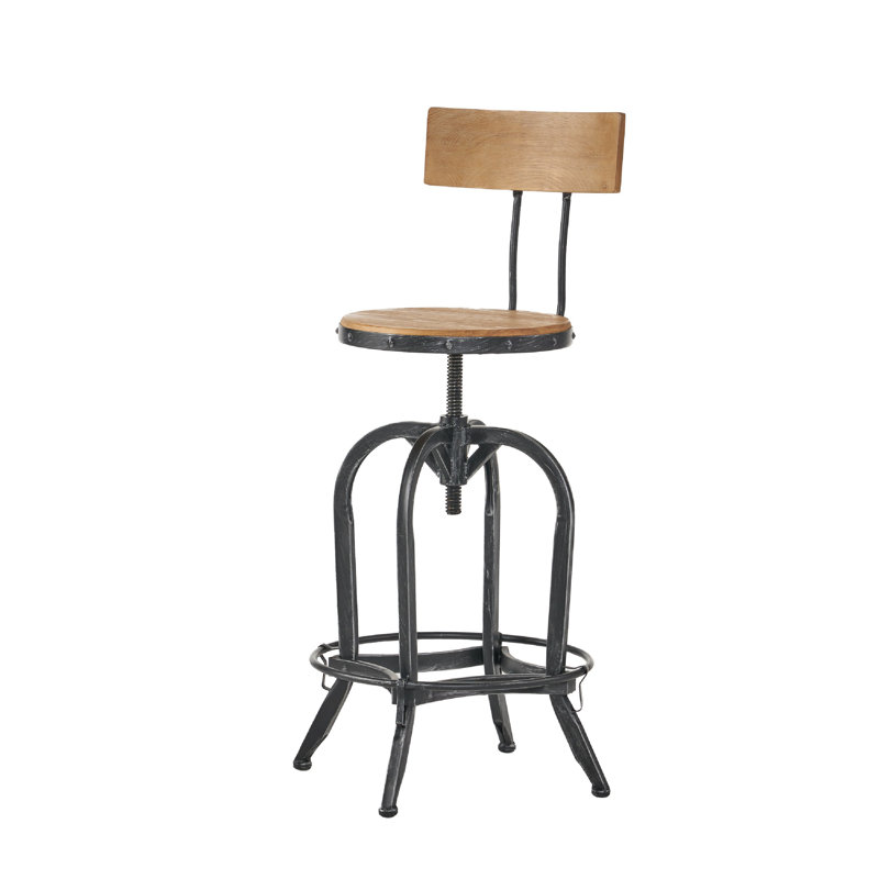 Tabouret de bar pivotant, siège réglable de 25 à 33 pouces de hauteur, brun noir
