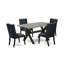 Ensemble de table de salle à manger 5 pièces comprenant une table de cuisine rectangulaire avec pieds en X et 4 chaises de salle à manger Parsons en tissu noir, noir brossé-84511691