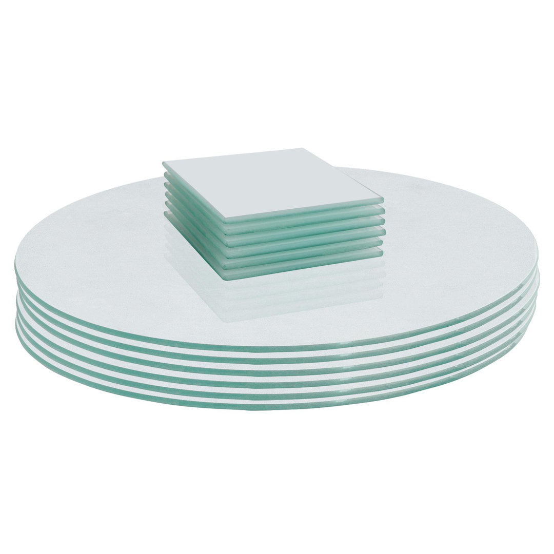 Harbour Housewares - 12pc Round Glass Placemats & Square Coasters Set - 30cm